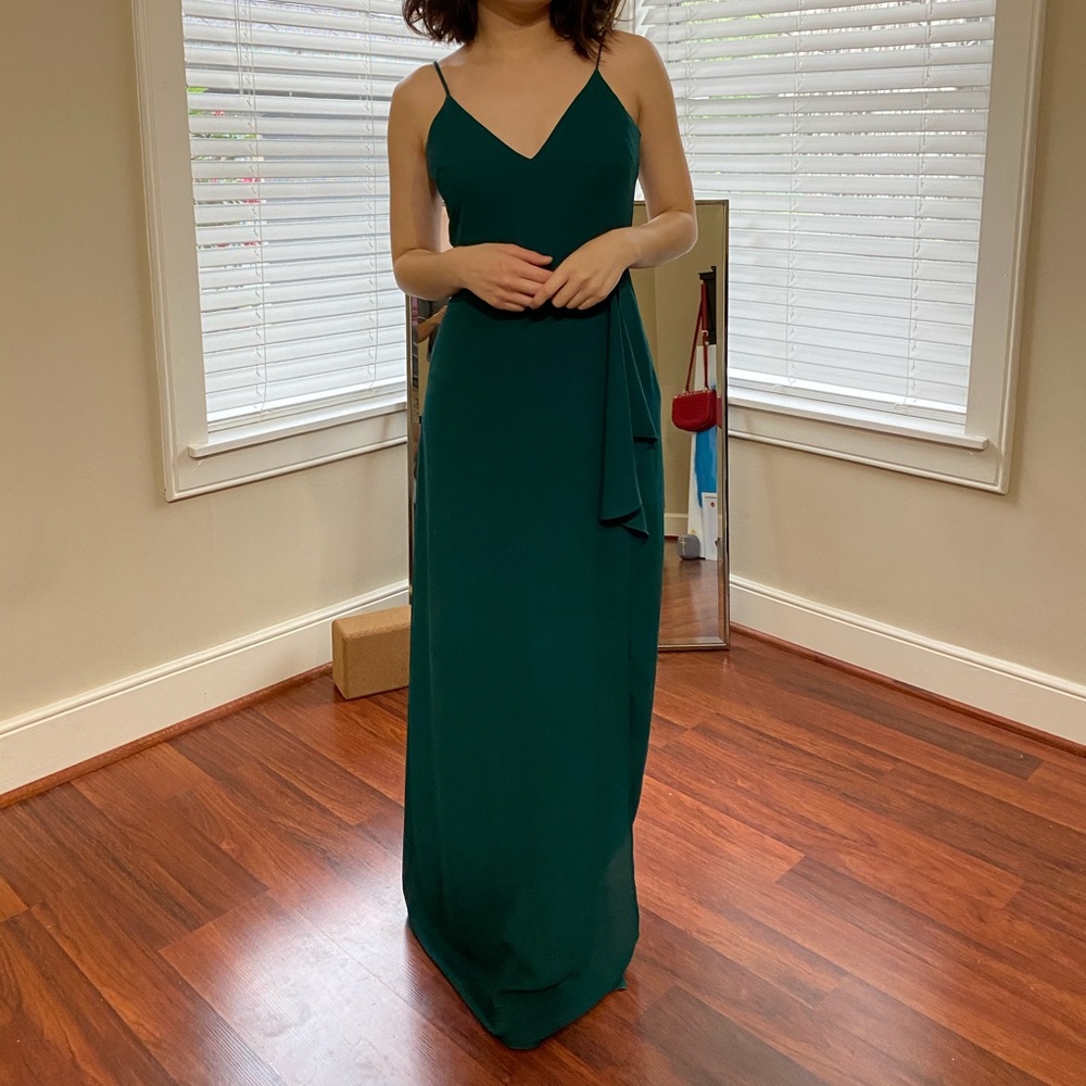 Express Green High Slit Maxi Dress (Size 0) - Picture 2 of 6